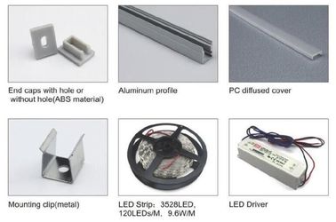 Il diffusore di alluminio di profilo del LED per le scale per il LED spoglia la copertura lattea del PC glassata radura di profilo